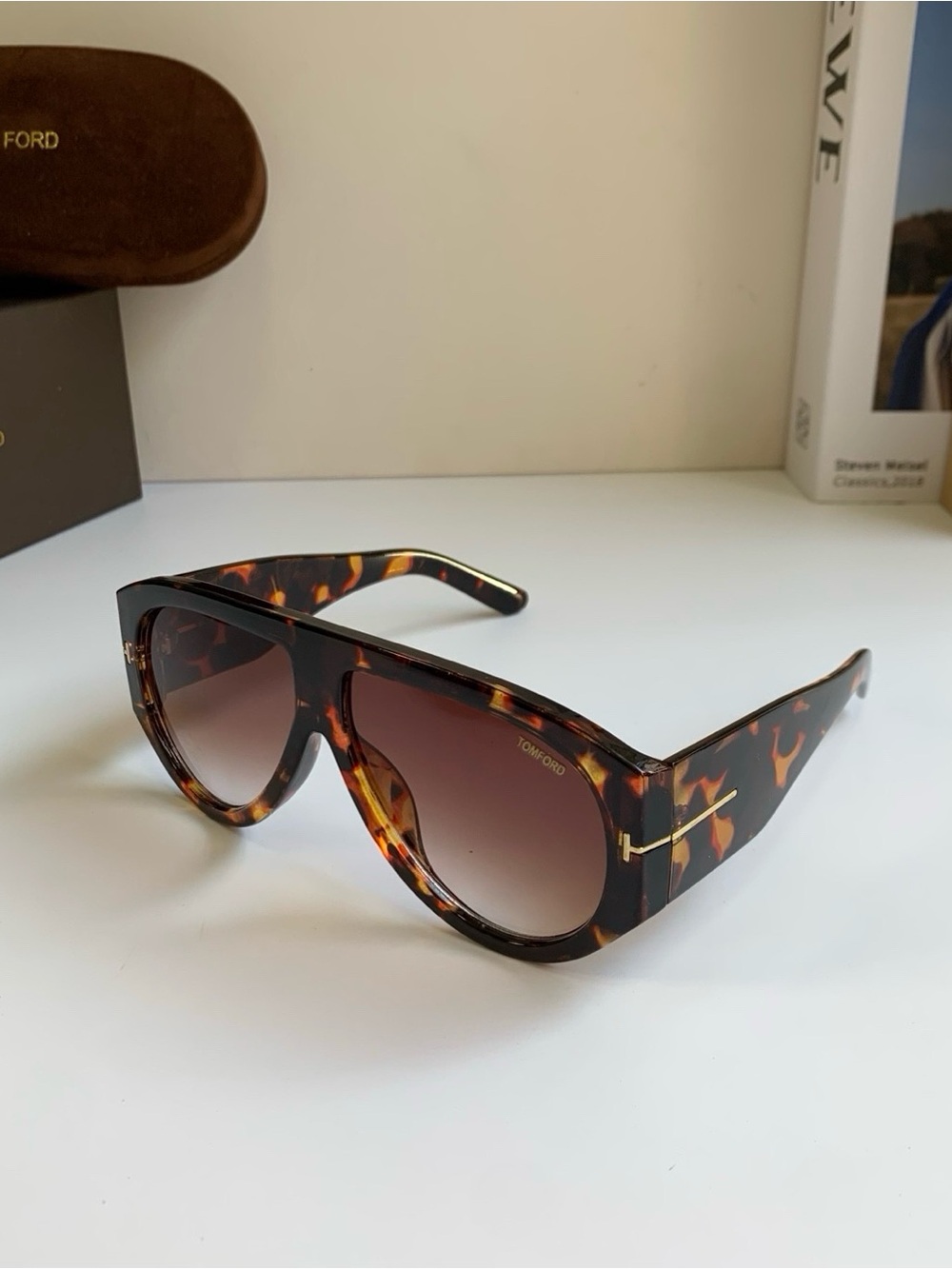 Tom Ford Men’s Tortoiseshell Sunglasses with Brown Gradient Lenses